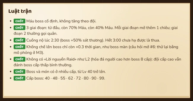 Luật Săn Boss · Luật trận